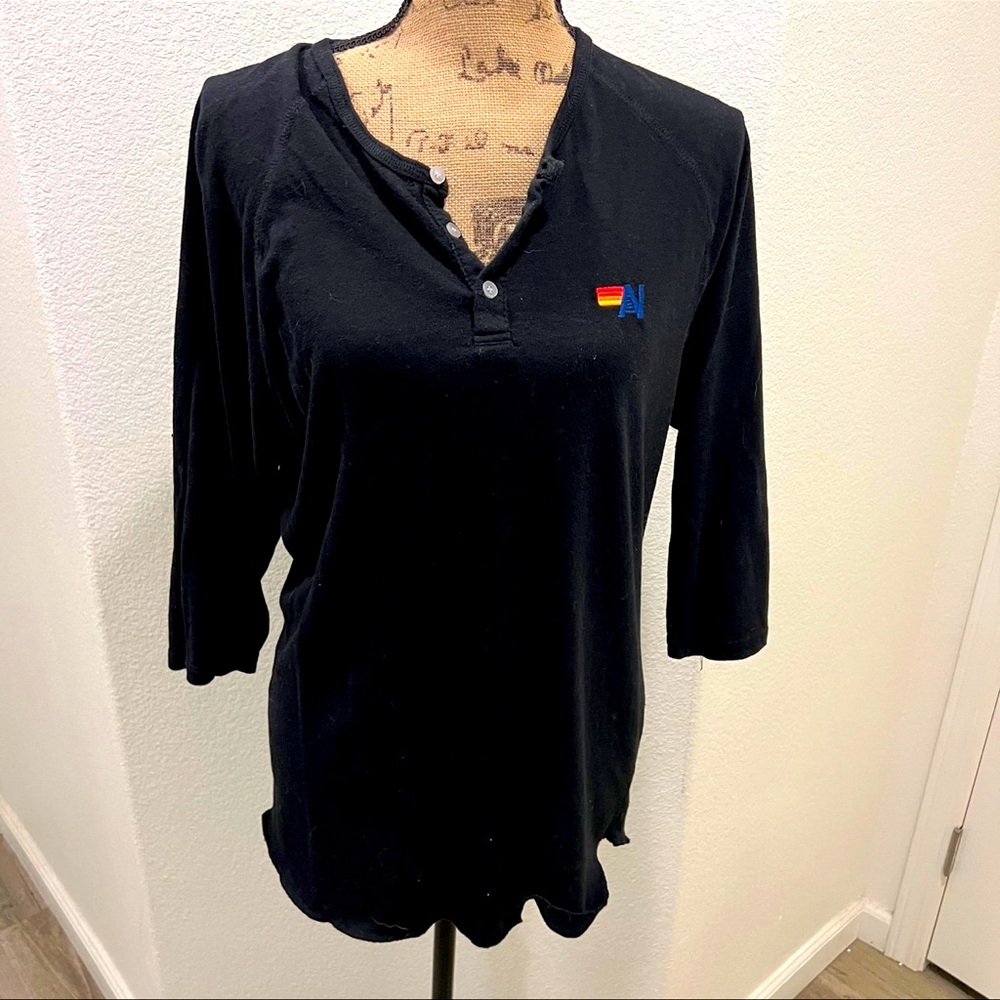 Aviator Nation Black Baseball Tee L